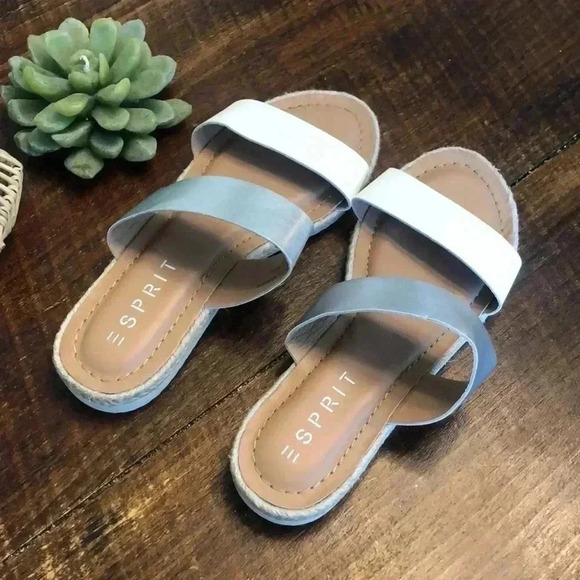 ESPIRIT | White & Silver Slip-On Flat Sandals - Picture 2 of 6